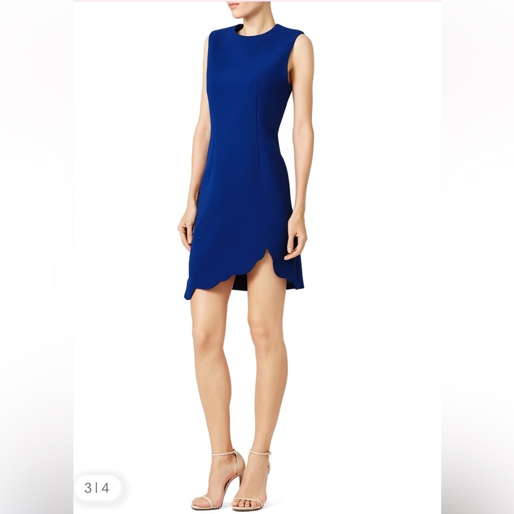 Carven Marine Crepe Scallop Hem Dress